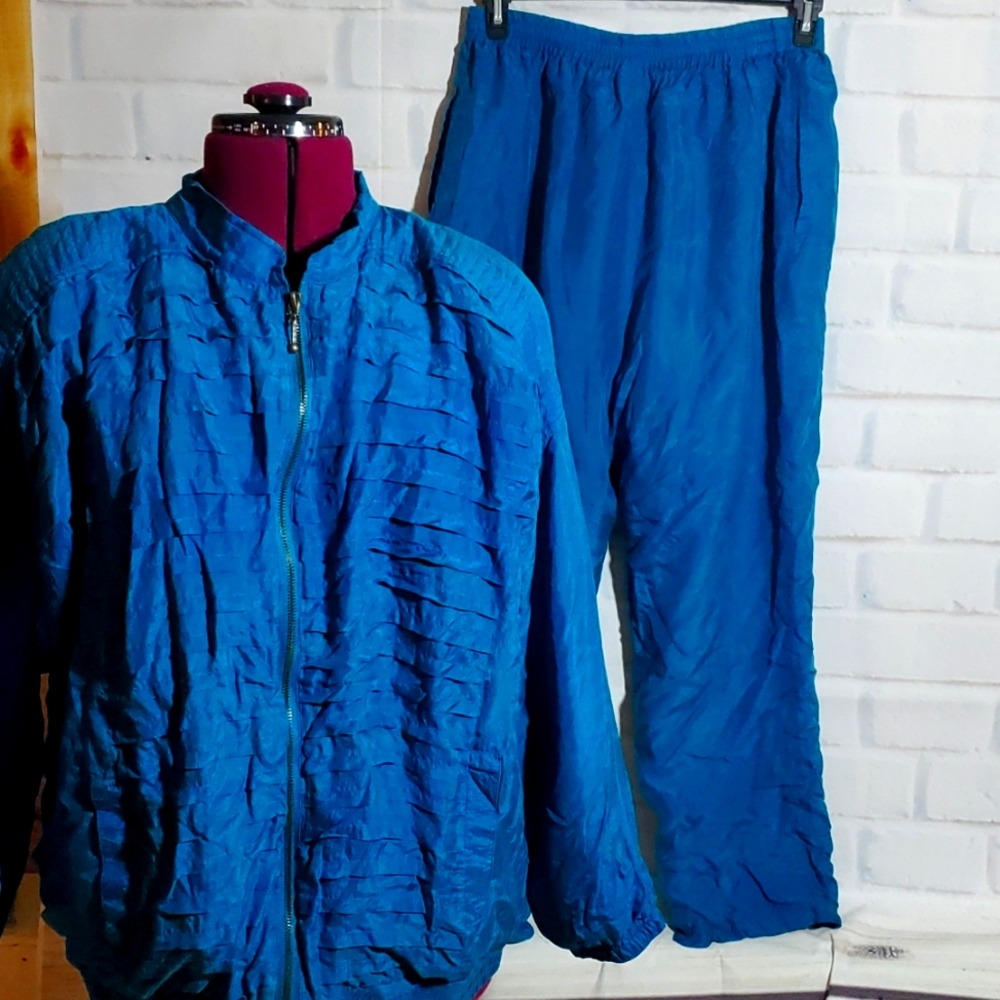Vintage silk track suit turquoise XL